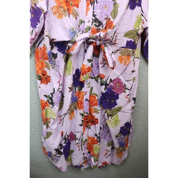 H&M Button Up Long Sleeve Silky Floral Dress-Size Large-Whimsigoth-Cottagecore - Picture 2 of 15